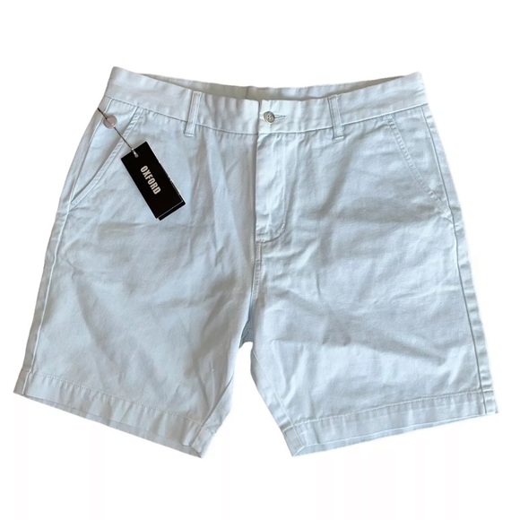 Oxford Men's Chambray Blue Henry Chino Shorts NWT $129 32 Cotton New - Picture 2 of 8